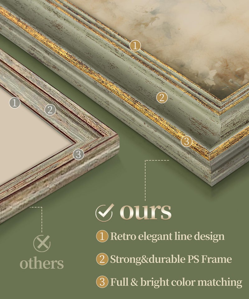 Afuly 4x6 Picture Frame Antique Vintage Gold Sage Green Single Photo Frame for Desk Wall Gallery Artworks Portrait Landscape Unique Birthday Gifts for Grandma Mom Women - Image 2